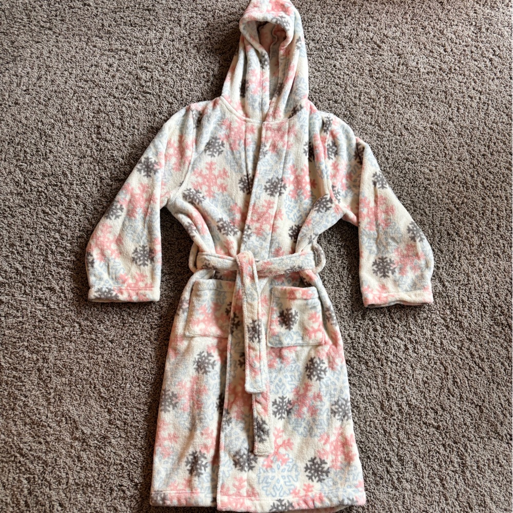 Tucker + Tate Snowflake Girls Hooded Fleece Robe - Girls 10/12
